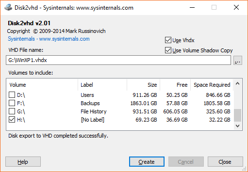 Disk2vhd